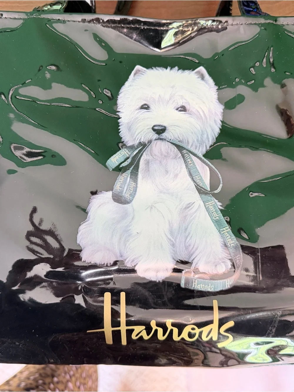 Authentic Harrods London Westie Patent Tote – Purchased at Harrods